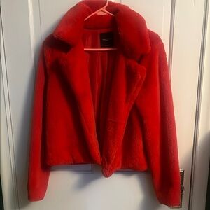 Angel Kiss Los Angeles Red Faux Fur Jacket